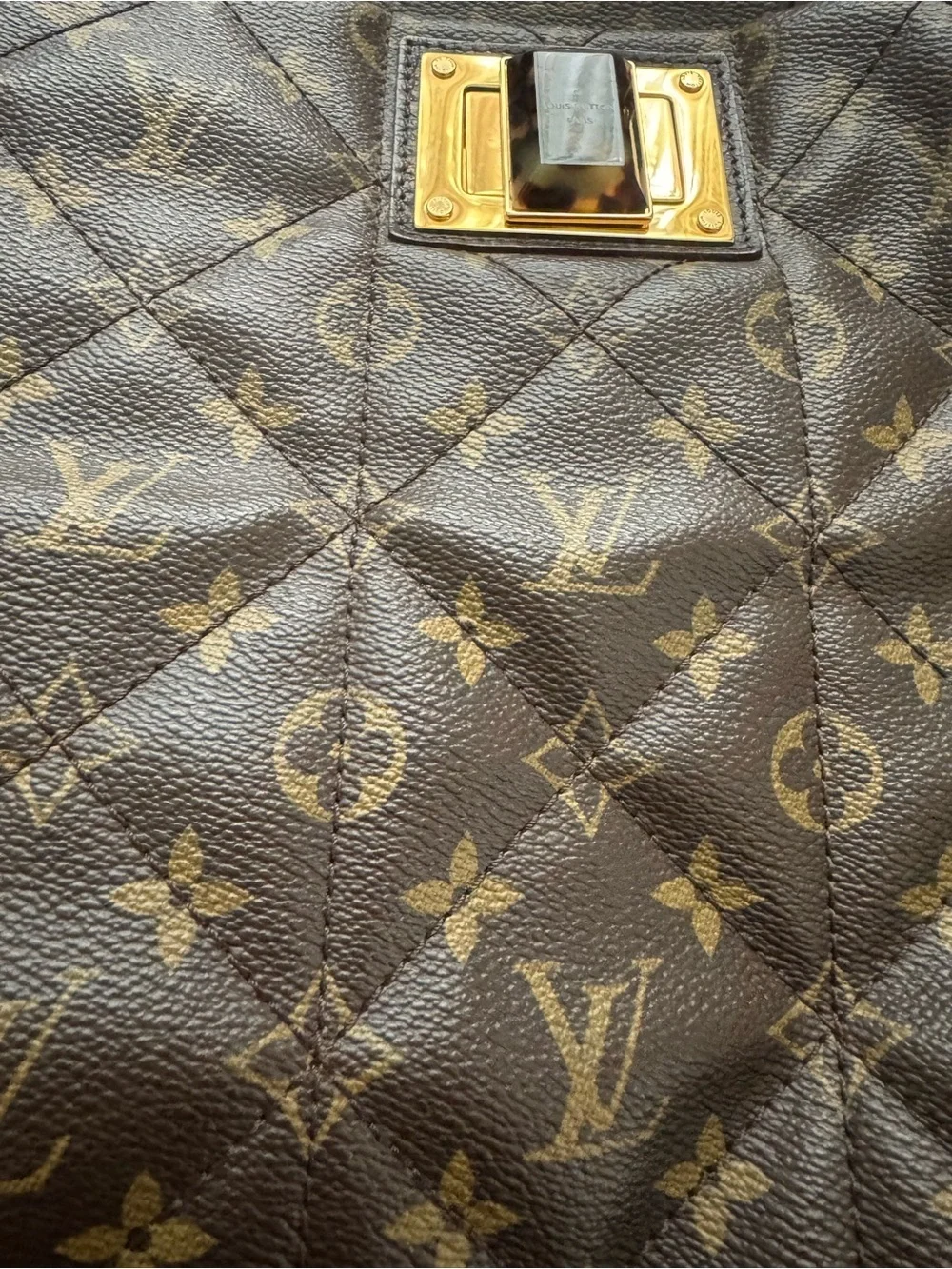 AUTHENTIC Louis Vuitton Monogram Quilted Satchel with Burgundy Handles - Picture 11 of 12